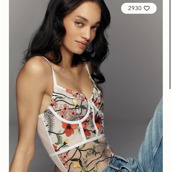 Anthropologie Tops - By Anthropologie Floral Mesh Bodysuit - NWT - XS